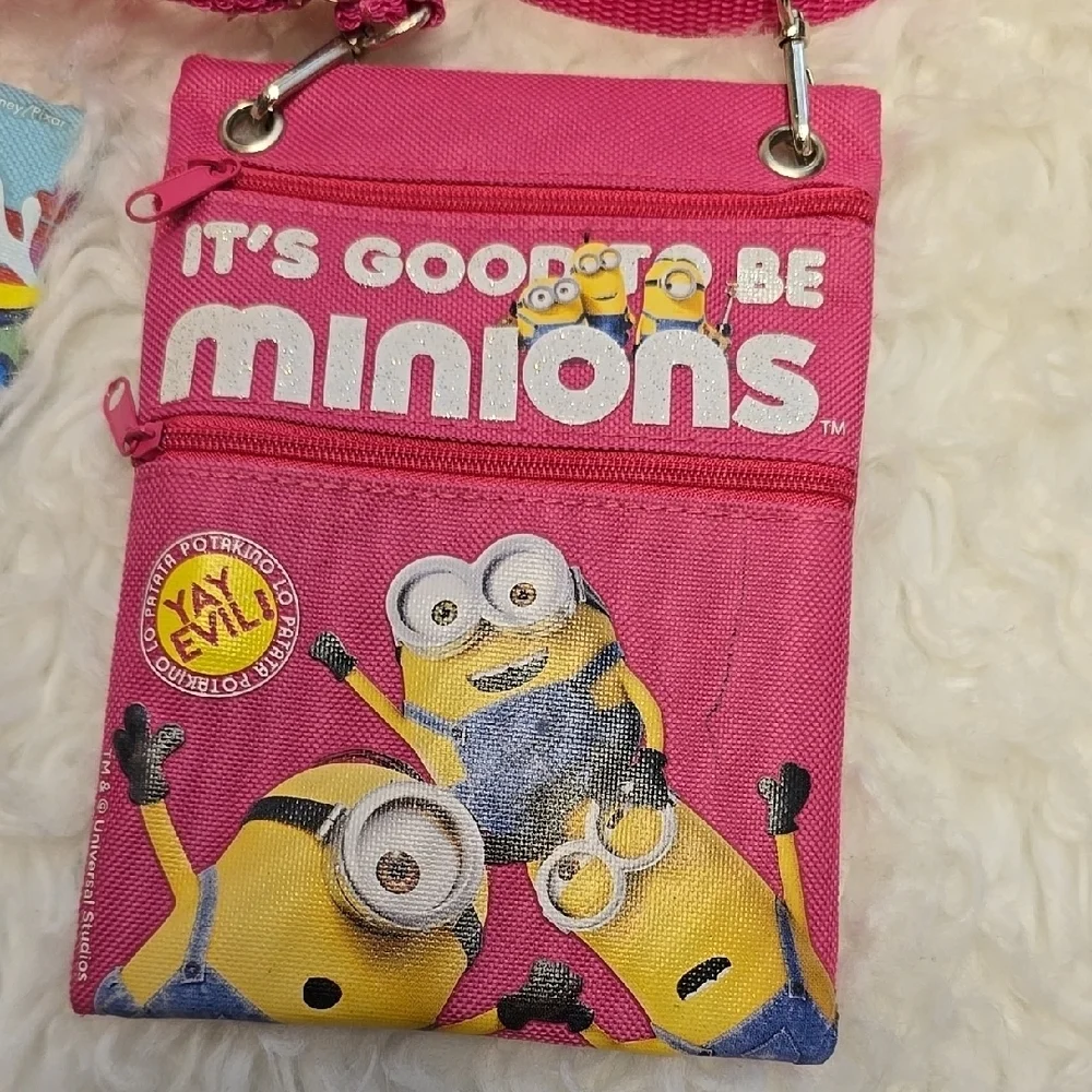 Blue and Pink Crossbody Bags with Character Designs